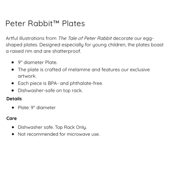 Pottery Barn Kids Peter Rabbit Plate Set - Picture 13 of 13